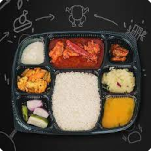 6 compartment meal tray with lid pack of 25pcs